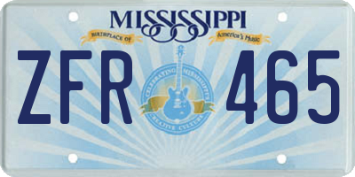 MS license plate ZFR465