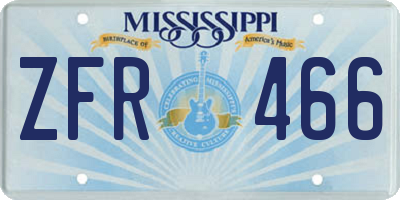 MS license plate ZFR466