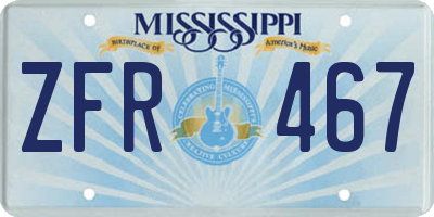 MS license plate ZFR467