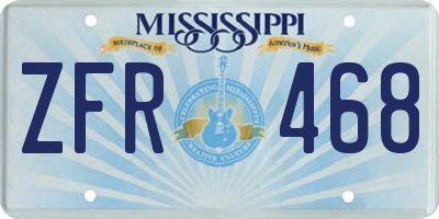 MS license plate ZFR468