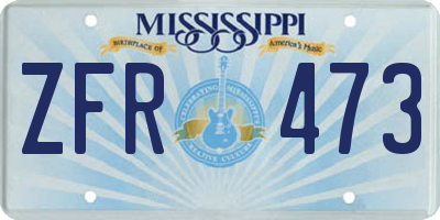 MS license plate ZFR473