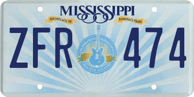 MS license plate ZFR474