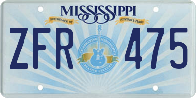 MS license plate ZFR475