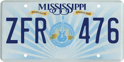 MS license plate ZFR476