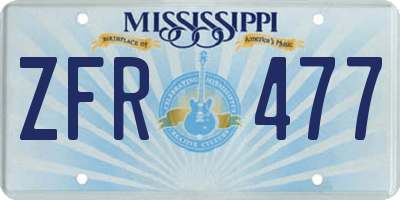 MS license plate ZFR477