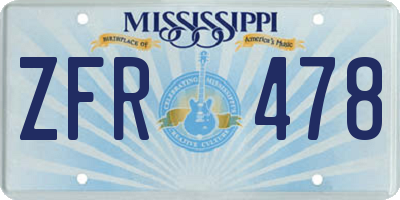 MS license plate ZFR478