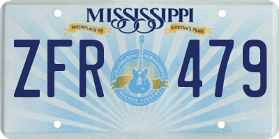 MS license plate ZFR479