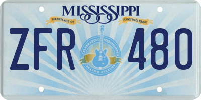 MS license plate ZFR480
