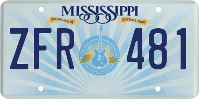 MS license plate ZFR481