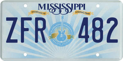 MS license plate ZFR482