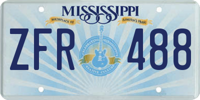 MS license plate ZFR488