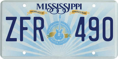 MS license plate ZFR490