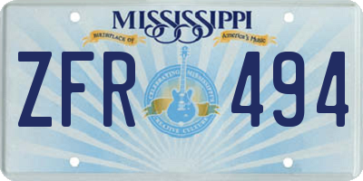 MS license plate ZFR494