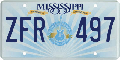 MS license plate ZFR497
