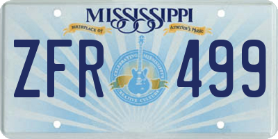 MS license plate ZFR499
