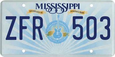 MS license plate ZFR503