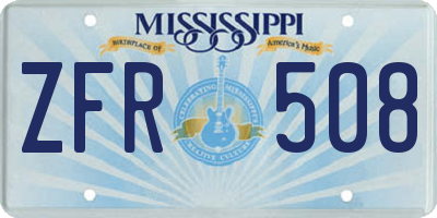 MS license plate ZFR508