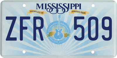 MS license plate ZFR509