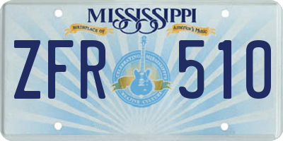 MS license plate ZFR510