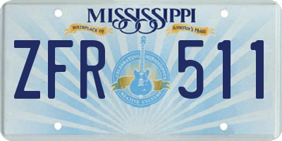 MS license plate ZFR511