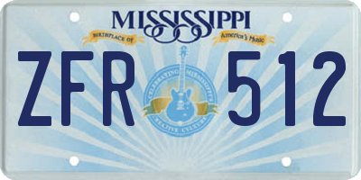 MS license plate ZFR512