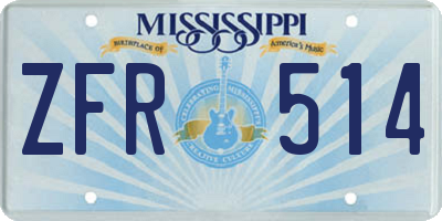 MS license plate ZFR514