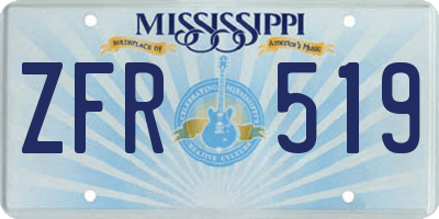 MS license plate ZFR519