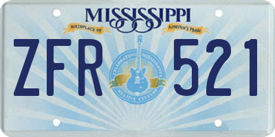 MS license plate ZFR521