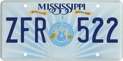 MS license plate ZFR522