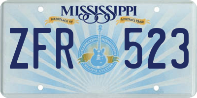 MS license plate ZFR523