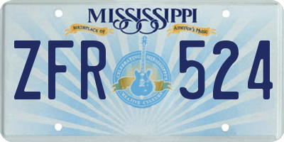 MS license plate ZFR524