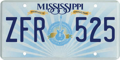 MS license plate ZFR525