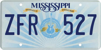 MS license plate ZFR527