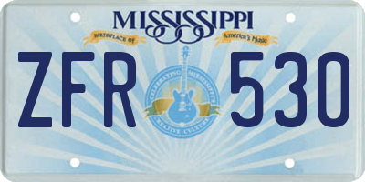 MS license plate ZFR530