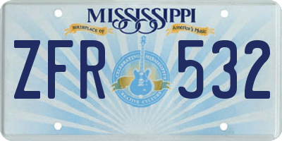 MS license plate ZFR532