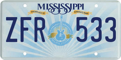 MS license plate ZFR533