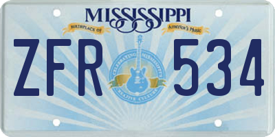 MS license plate ZFR534
