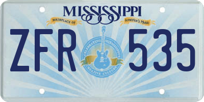 MS license plate ZFR535