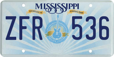 MS license plate ZFR536