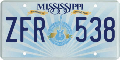 MS license plate ZFR538