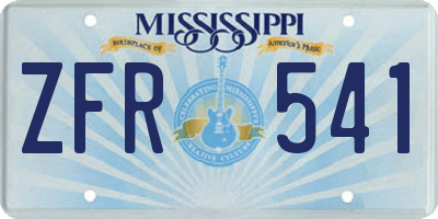 MS license plate ZFR541