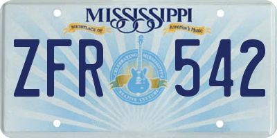 MS license plate ZFR542