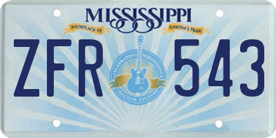 MS license plate ZFR543