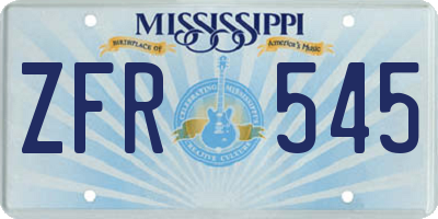 MS license plate ZFR545