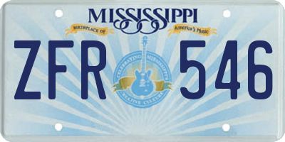 MS license plate ZFR546