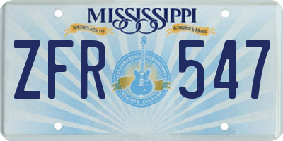 MS license plate ZFR547