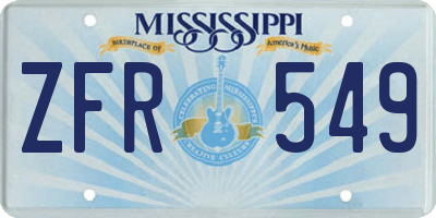 MS license plate ZFR549