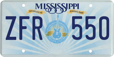 MS license plate ZFR550