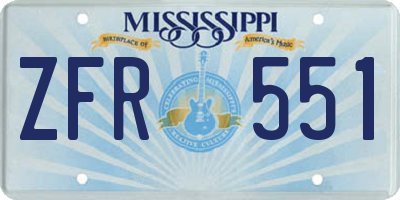 MS license plate ZFR551