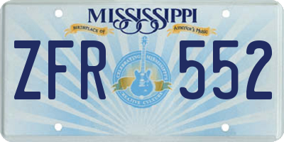 MS license plate ZFR552